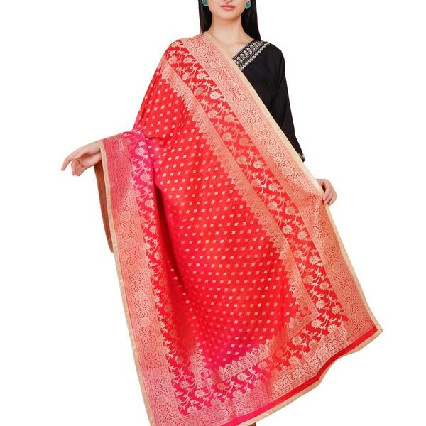 Way2Like Women Banarasi Silk Chunni Dupatta Scarf Wedding Party Wear Hijab Stole
