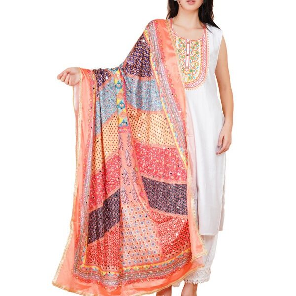 Way2Like Pakistani Dupatta Traditional Chinnon Party Wear Heavy Work Scarf Women