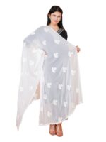 Way2Like Designer Chiffon White Dupatta Embroidered Scarves Traditional Chunni - Image 2