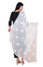 Way2Like Designer Chiffon White Dupatta Embroidered Scarves Traditional Chunni - Image 4