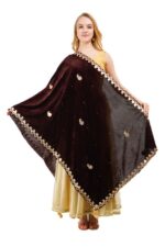 Velvet Dupatta Gota Patti Work Chunni Ethnic Hijab Scarf Wrap Wedding - Image 8