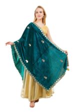Velvet Dupatta Gota Patti Work Chunni Ethnic Hijab Scarf Wrap Wedding - Image 5