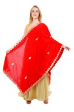 Velvet Dupatta Gota Patti Work Chunni Ethnic Hijab Scarf Wrap Wedding - Image 3