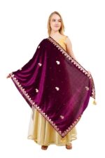 Velvet Dupatta Gota Patti Work Chunni Ethnic Hijab Scarf Wrap Wedding - Image 2