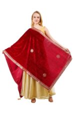 Velvet Dupatta Gota Patti Work Embroidery Chunni Hijab Scarf Party Wrap - Image 10
