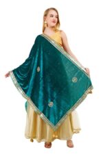 Velvet Dupatta Gota Patti Work Embroidery Chunni Hijab Scarf Party Wrap - Image 2