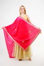 Velvet Dupatta Gota Patti Work Embroidery Chunni Hijab Scarf Party Wrap - Image 3