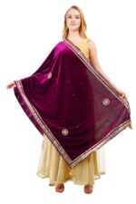 Velvet Dupatta Gota Patti Work Embroidery Chunni Hijab Scarf Party Wrap - Image 5