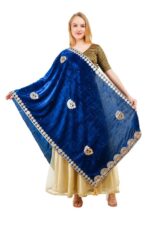 Velvet Dupatta Heavy Gota Patti Leaf Work Chunni Hijab Scarf Party Wrap - Image 9