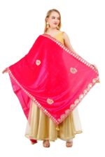 Velvet Dupatta Heavy Gota Patti Leaf Work Chunni Hijab Scarf Party Wrap - Image 11
