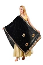 Dupatta Velvet Peacock Design Gota Patti Work Hijab Chunni Scarf Wrap - Image 12