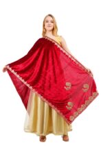 Dupatta Velvet Peacock Design Gota Patti Work Hijab Chunni Scarf Wrap - Image 9