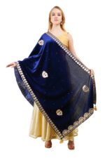 Dupatta Velvet Peacock Design Gota Patti Work Hijab Chunni Scarf Wrap - Image 2