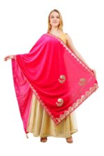 Dupatta Velvet Peacock Design Gota Patti Work Hijab Chunni Scarf Wrap - Image 3