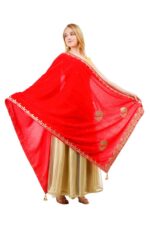 Dupatta Velvet Peacock Design Gota Patti Work Hijab Chunni Scarf Wrap - Image 4