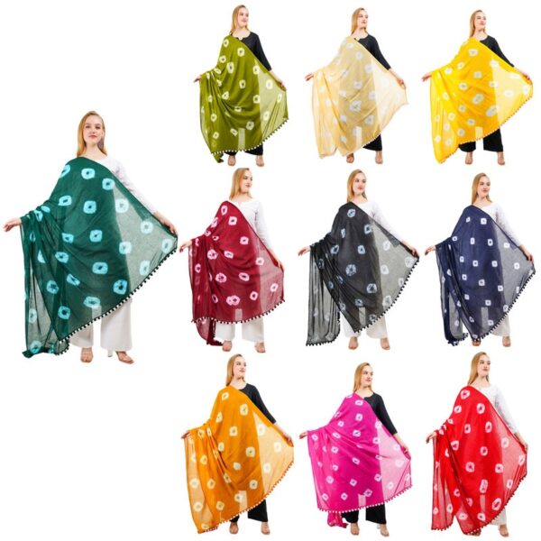 Dupatta Pure Cotton Bandhani Printed Long Stole Veil Hijab Scarf Wrap