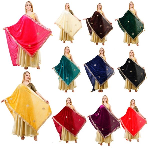 Velvet Dupatta Gota Patti Work Embroidery Chunni Hijab Scarf Party Wrap