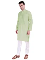 Indian Men’s Ethnic Cotton Kurta Pajama Set Wedding Wear Pakistani Style Party - Image 13
