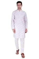Men's Pure Cotton Regular Fit Casual Sequin Embroidered Kurta Set for Men