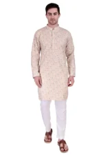 Men's Pure Cotton Regular Fit Casual Sequin Embroidered Kurta Set for Men - Image 3