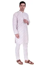 Men's Pure Cotton Regular Fit Casual Sequin Embroidered Kurta Set for Men - Image 5